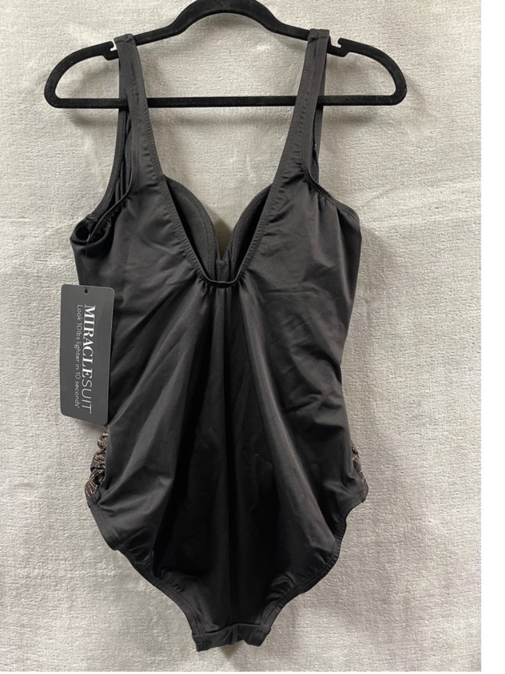 Miraclesuit Black One-Piece Swimsuit with Gold Lace illusion Side Panels - Picture 12 of 12